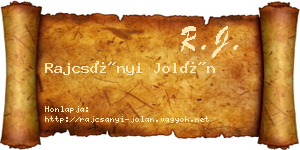 Rajcsányi Jolán névjegykártya